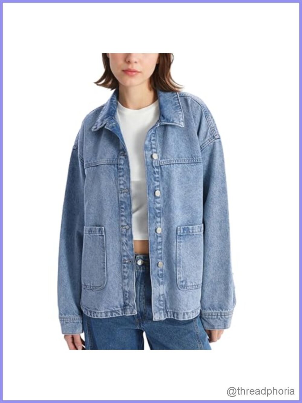 Oversized Denim Jacket Women Button Down Jean Shirt Jacket Casual